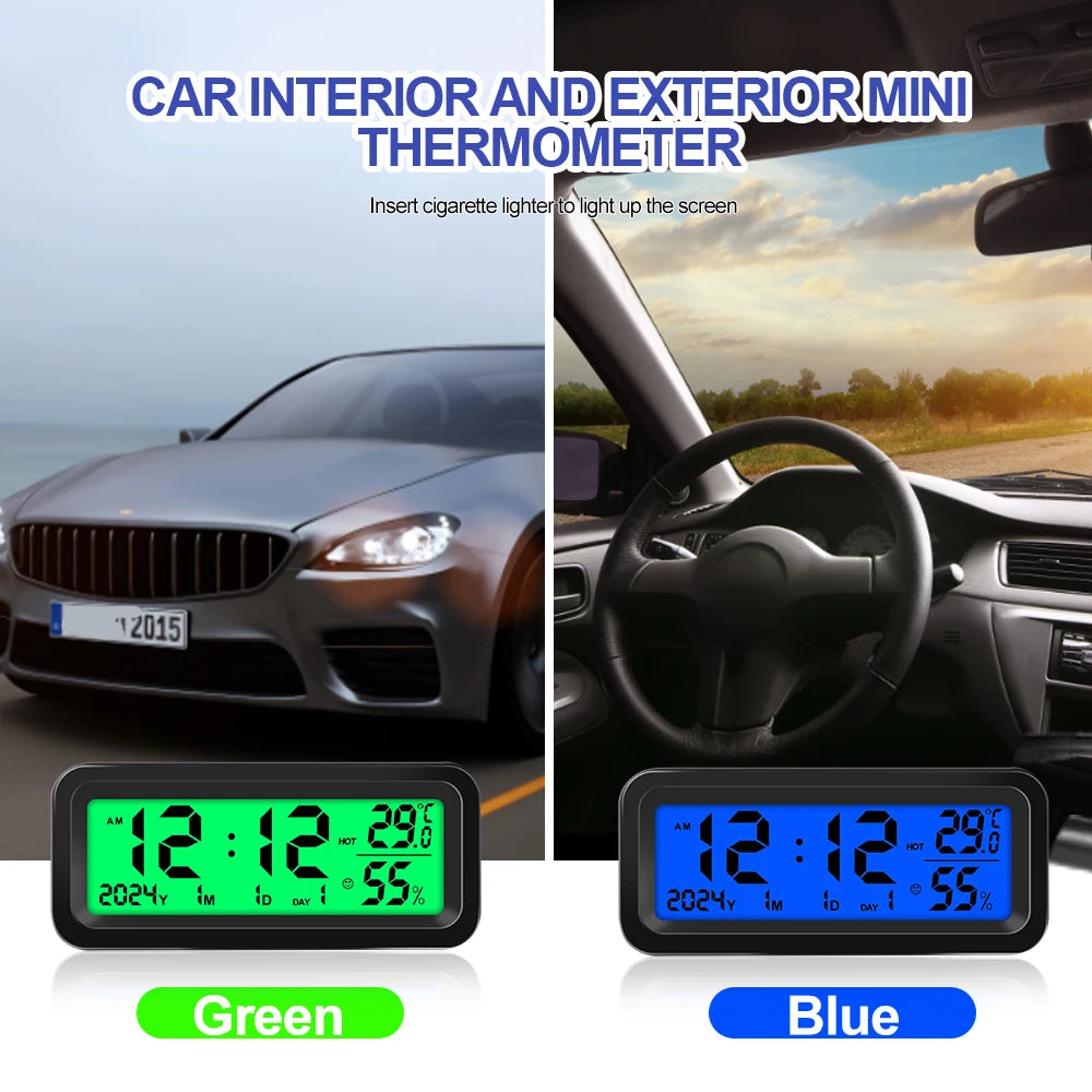 Solar/USB Car Clocks Dashboard Thermometer Automotive Electronic Watch Led Display Time with Back Luminous Car Accessories