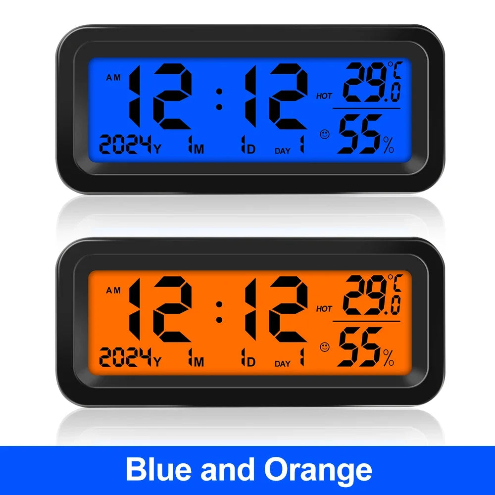 Solar/USB Car Clocks Dashboard Thermometer Automotive Electronic Watch Led Display Time with Back Luminous Car Accessories