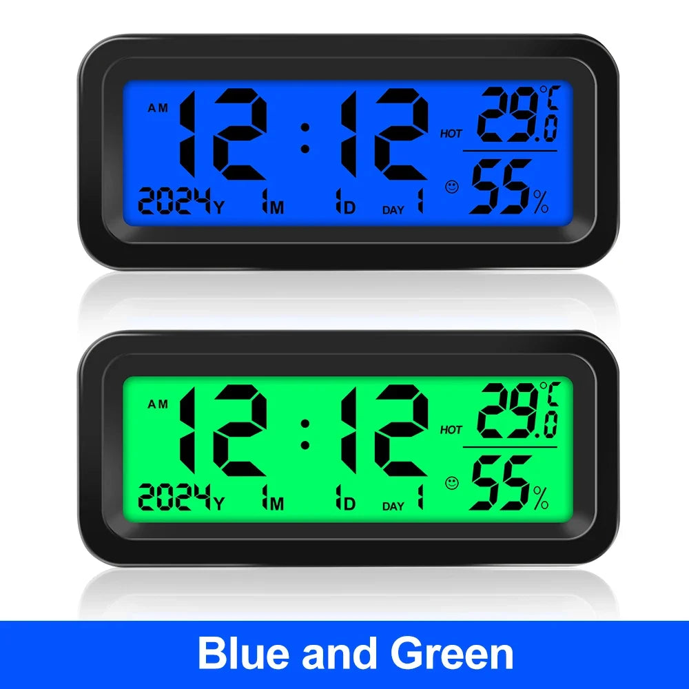 Solar/USB Car Clocks Dashboard Thermometer Automotive Electronic Watch Led Display Time with Back Luminous Car Accessories